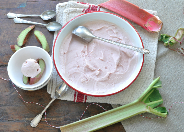 selfmade Rhubarb-Ice Cream with Sour Cream, the perfect refreshment for warm summer days