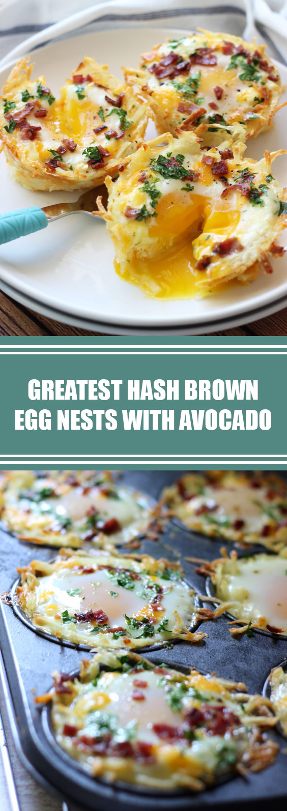 Greatest Hash Brown Egg Nests with Avocado #breakfast #eggrecipes