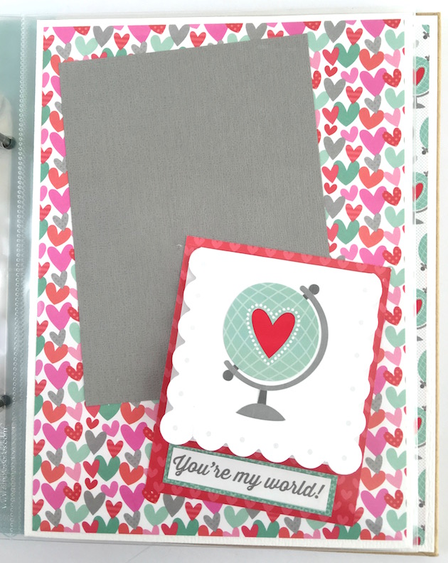 Sweet Things Valentine Scrapbook Album page covered in hearts