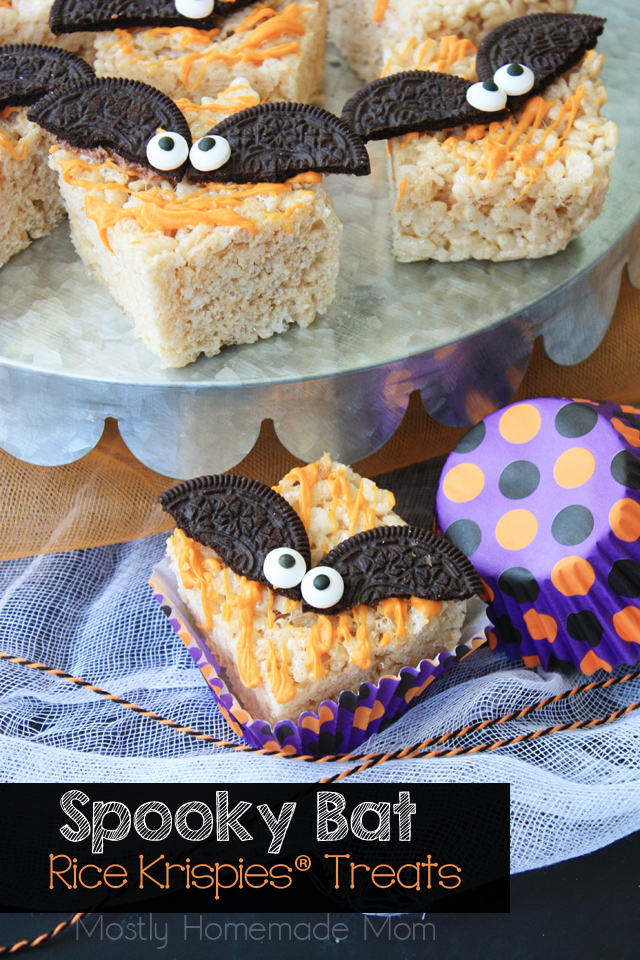 Spooky Bat Rice Krispie Treats, by Mostly Homemade Mom