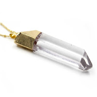Gold Dipped Clear Quartz Crystal Necklace Natural Gold Dipped Clear Quartz Crystal Necklace Natural