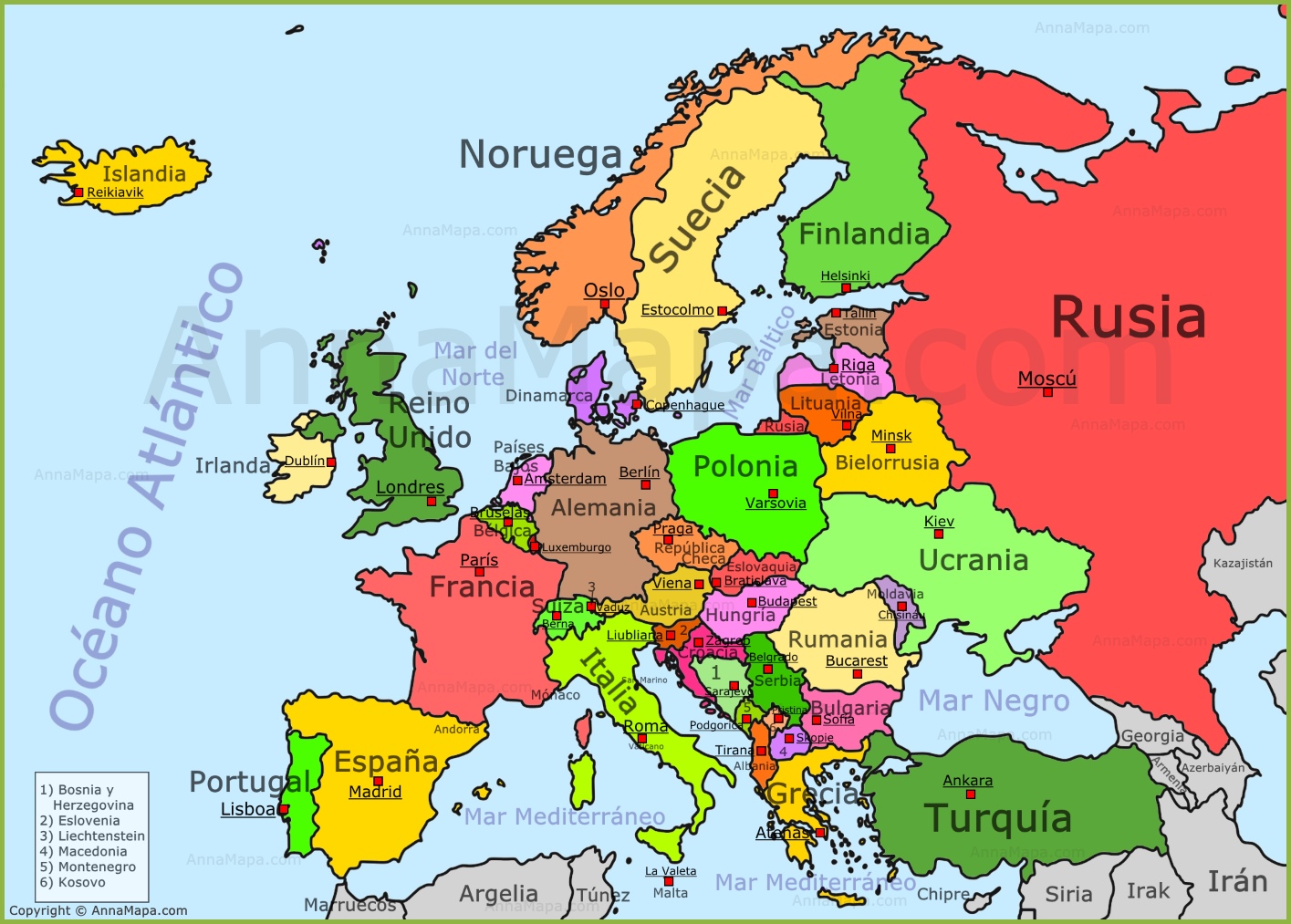 EL RINCÓN DE ANTONIO: Completar el Mapa Politico de Europa