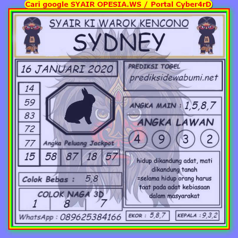 1 New Message Kode Syair Sydney 16 Januari 2020 Forum Syair Togel Hongkong Singapura Sydney