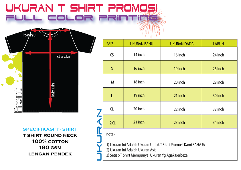 DIGITAL T SHIRT PRINTING SPESIFIKASI T SHIRT
