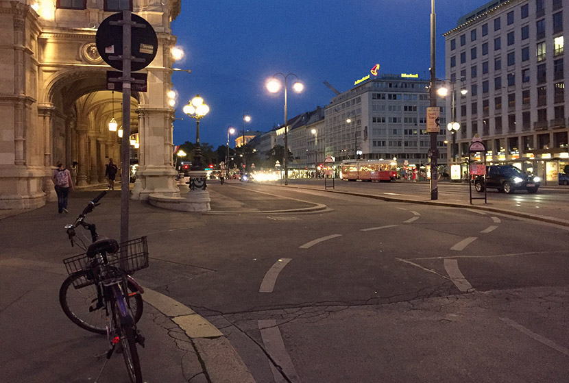 Opera at night. , street scene Vienna