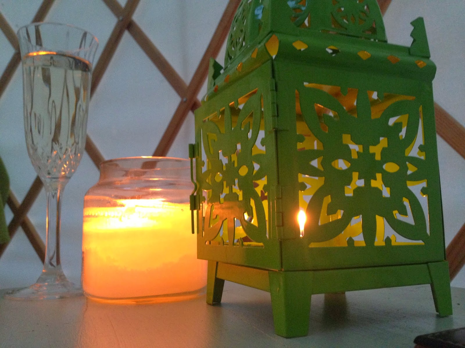 Acorn Glade - glamping in Yorkshire, Daisy Yurt candles