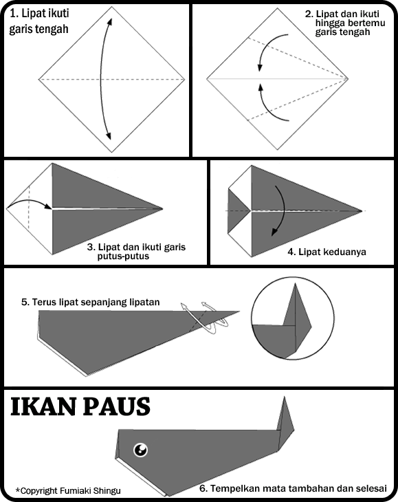  Cara  Membuat  Origami  IKAN PAUS Untuk Anak 