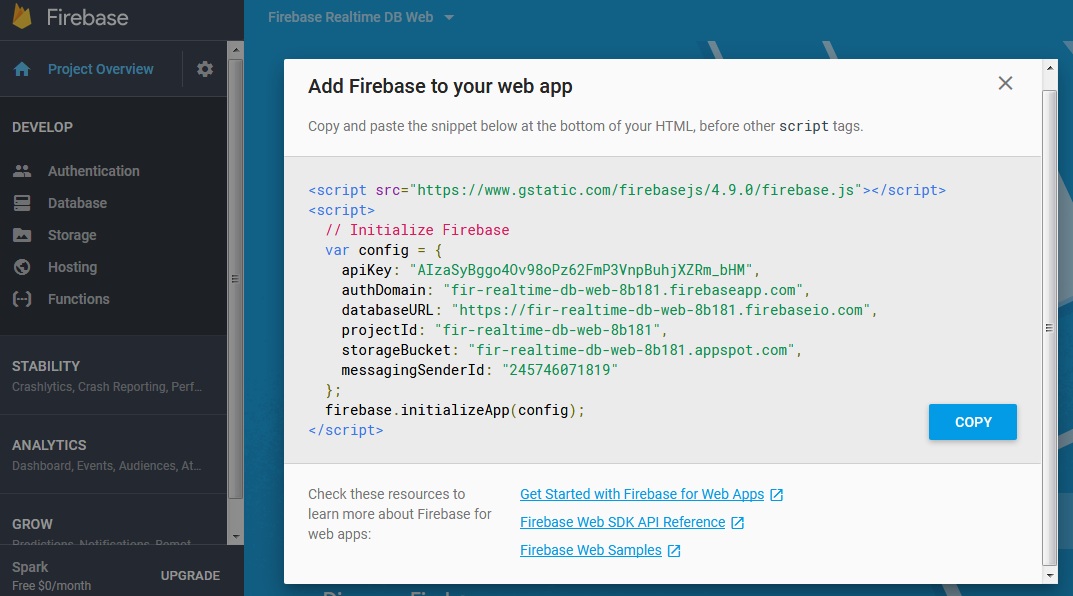 create database with firebase