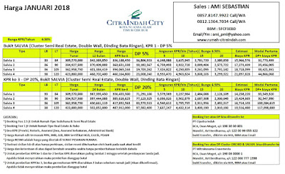 Harga Bukit SALVIA Citra Indah City Januari 2018