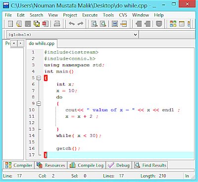 Information: How to use Do While loop Using C++ Language in DEV C++
