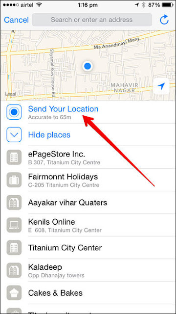 location services share location send your location