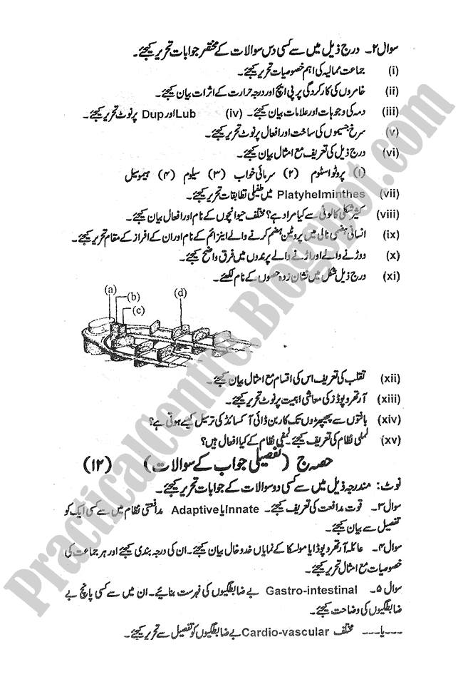 Zoology-urdu-2011-five-year-paper-class-XI