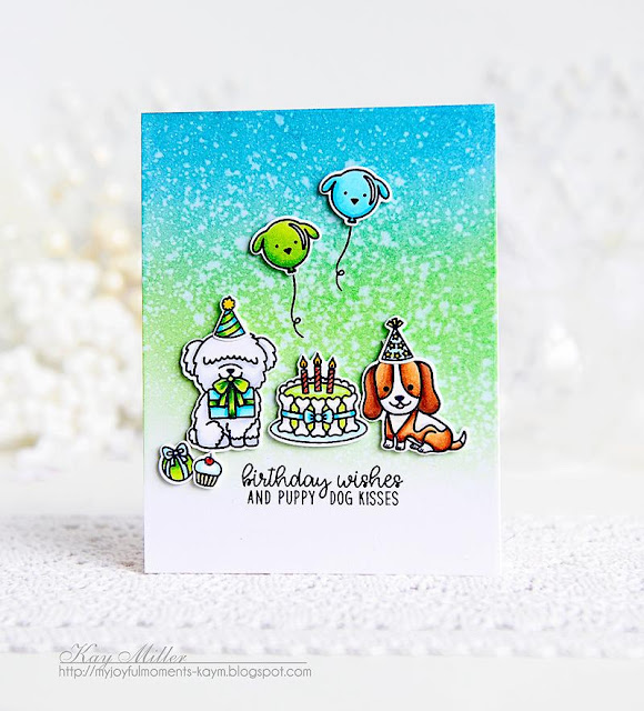 Sunny Studio Stamps: Party Pups Watercolored Background Cards by Kay Miller