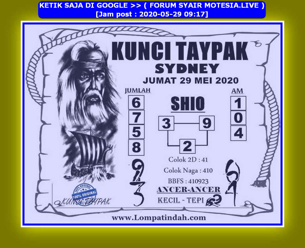 1 New Message Kode Syair Sydney 29 Mei 2020 Forum Syair Togel Hongkong Singapura Sydney