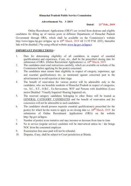 Recruitment of 79 Various posts in HPPSC, Himachal Pradesh