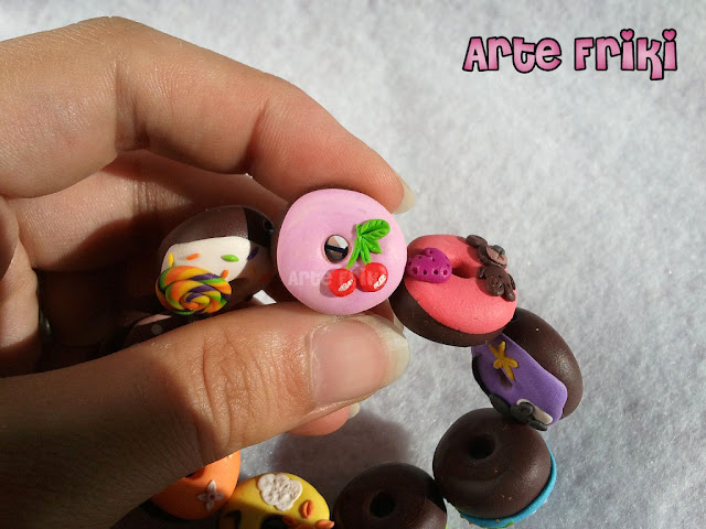 arcilla polimérica polymer clay pulsera bracelet donuts