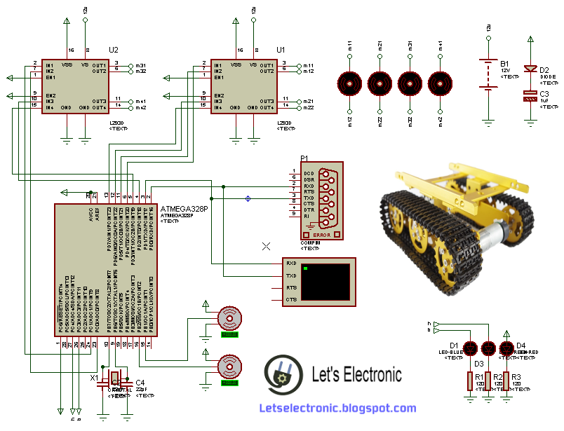 LETS ELECTRONIC How To Make Your Own Robot Controlled With C Circuit Diagram
