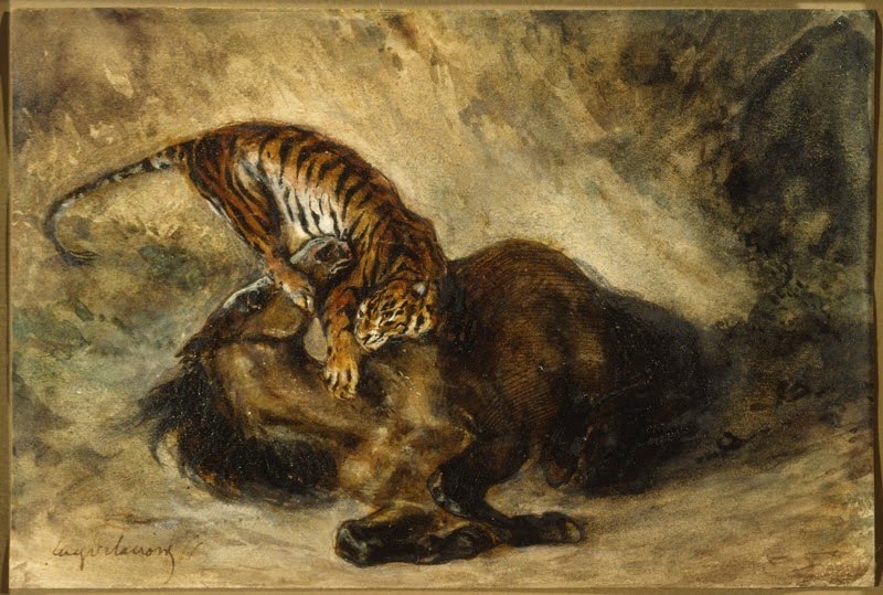 Eugène Delacroix (17981863) Cheval sauvage terrassé par un tigre