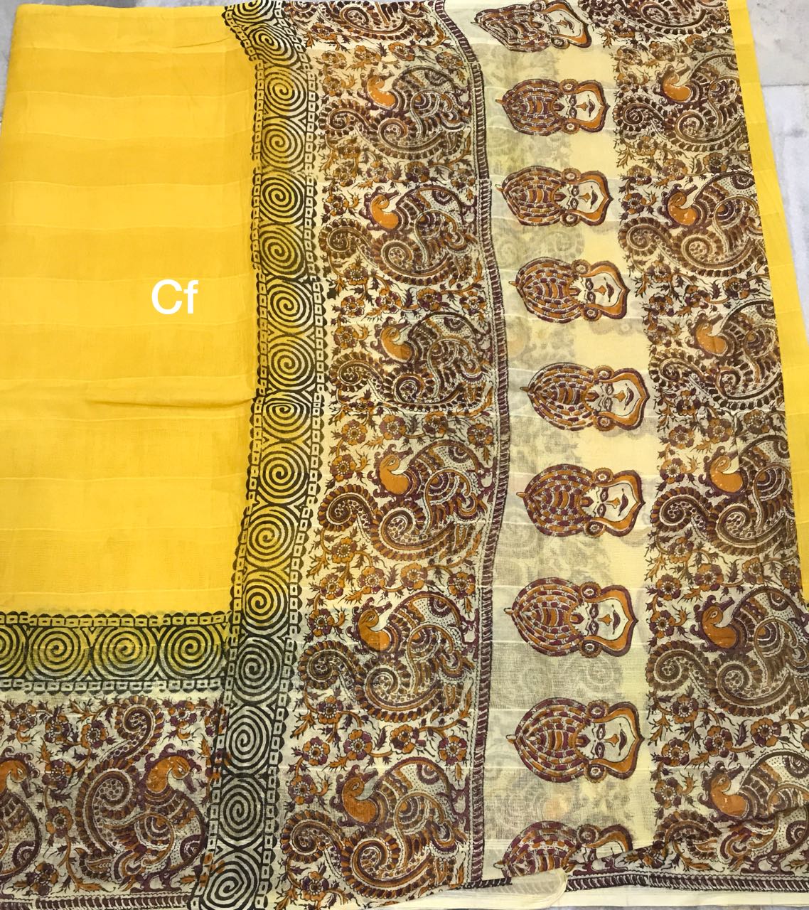 Summer Collection | Cotton Net Patta Saree with Kalamkari Design ...