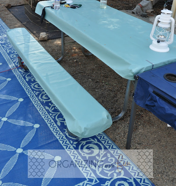 Picnic table cover to protect your buns :: OrganizingMadeFun.com