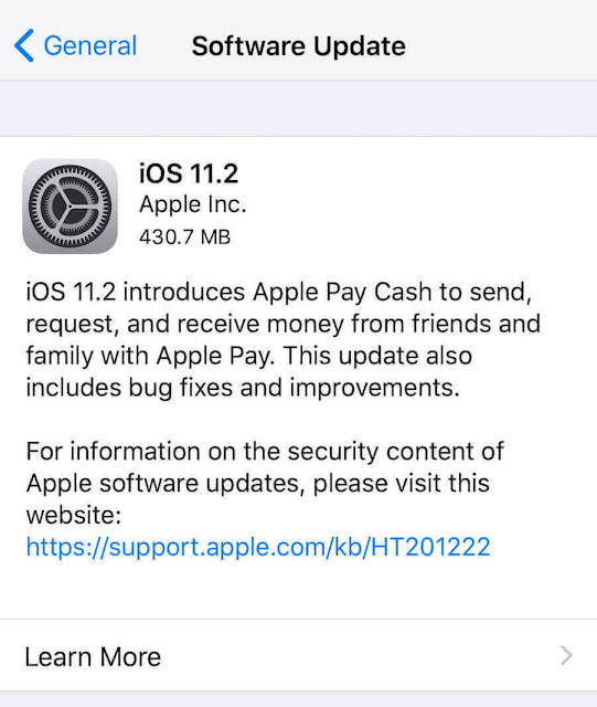 كيفية التحديث الي iOS 11.2