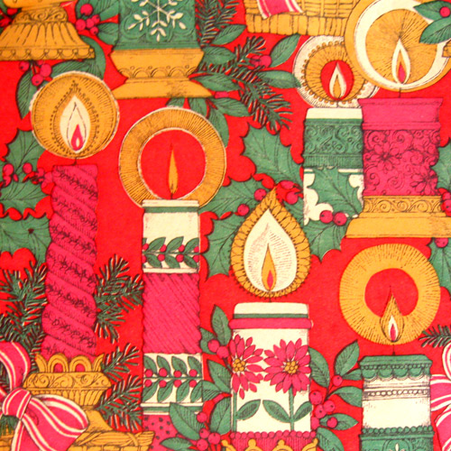 vintage christmas wrapping paper candles