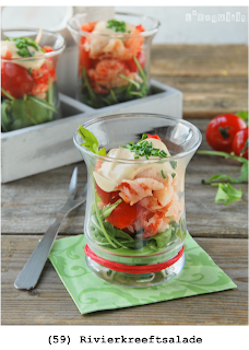 Rucola, cherry tomaten, rivierkreeft, mayonaise Rucola, cherry tomaten, rivierkreeft, mayonaise