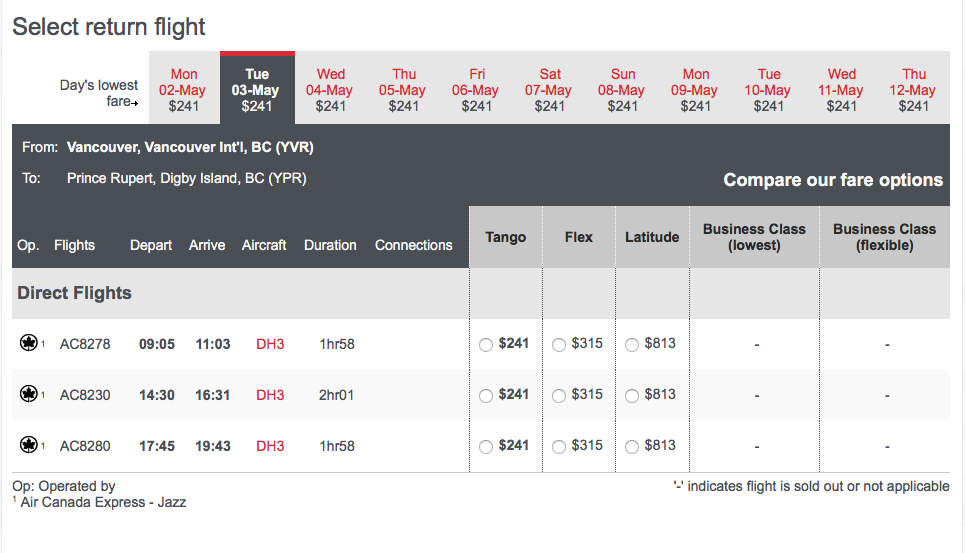 North Coast Review Air Canada to add third flight to YPR flight schedule in May