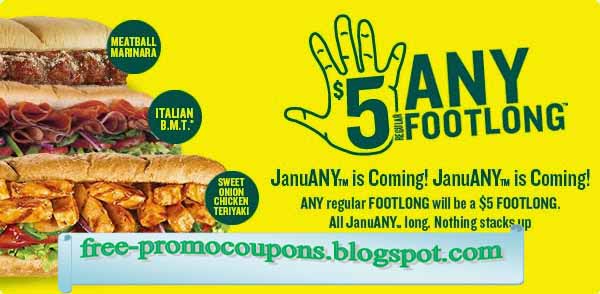 Subway footlong coupons