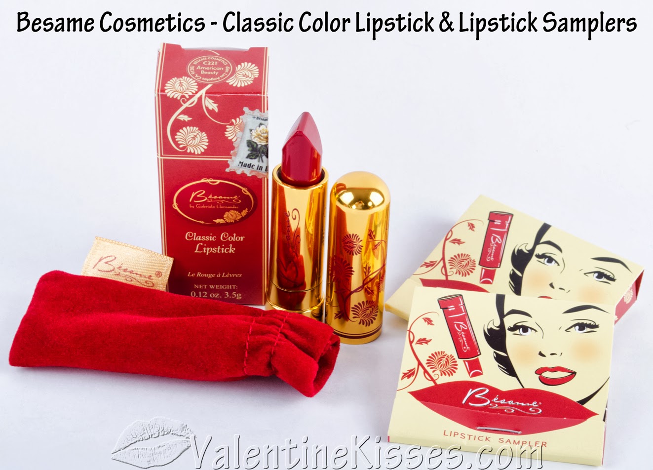 Valentine Kisses Besame Cosmetics Classic Color Lipstick & Lipstick