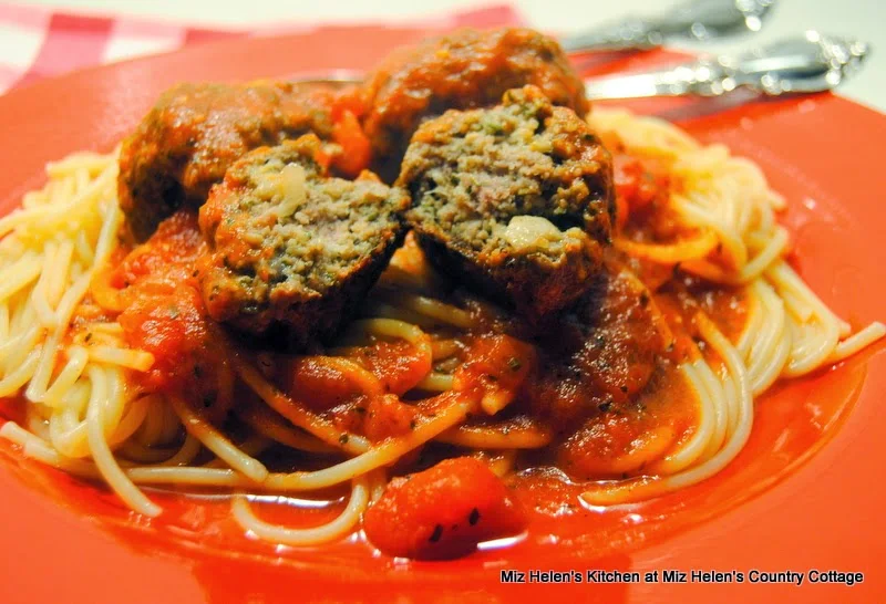 Italian Meatballs with Sauce, Meatball Center  at Miz Helen's Country Cottage