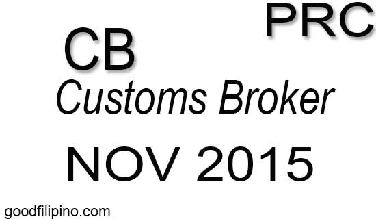November 2015 Customs Broker PRC Board Exam Results