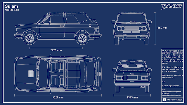 Blueprint Sulam 130 SC 1980 Imagem mostrando o desenho do blueprint do Sulam 130 SC 1980