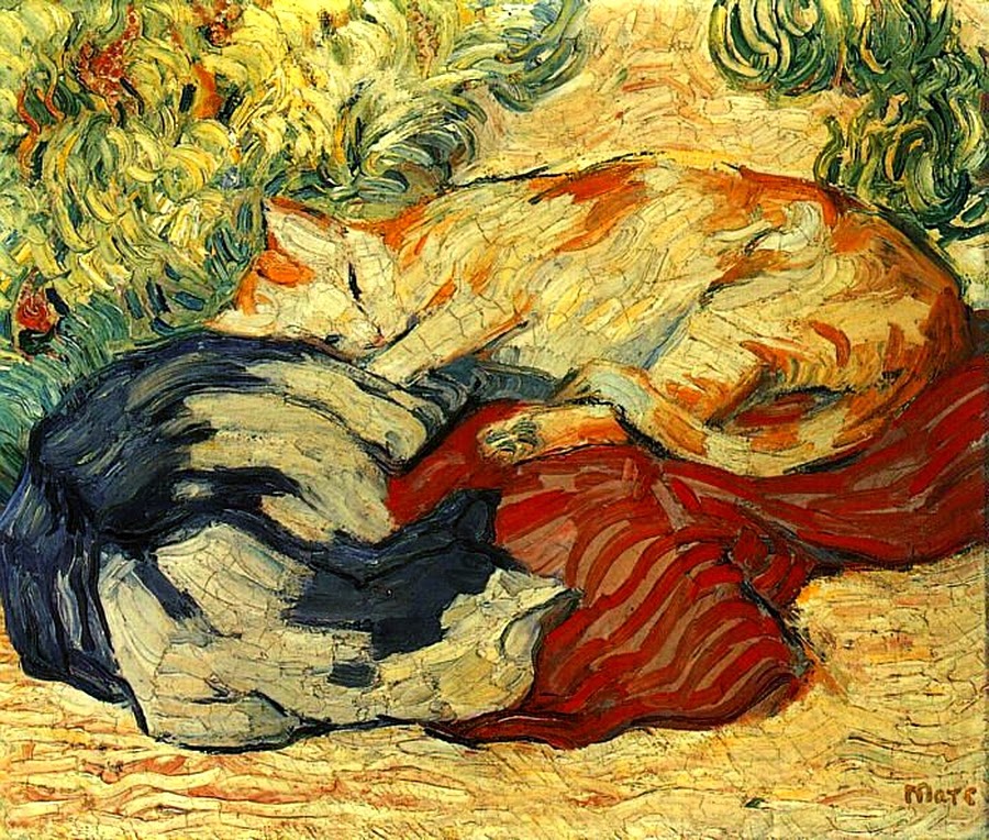 Cats on a Red Cloth Franz Marc Clip Art Public Domain Clip Art Photos