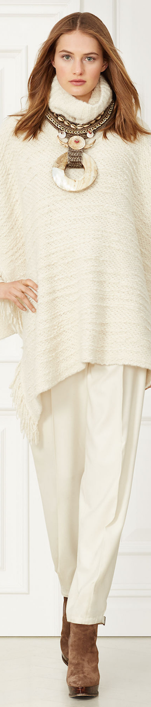 RALPH LAUREN BOUCLÉ TURTLENECK PONCHO