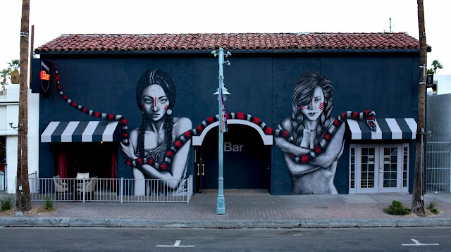 "The Mountain Charmers" a new mural by Fin DAC and Angelina Christina on the streets of Palm Springs, USA. 1