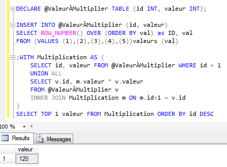 SQL Québec: Produit Scalaire (ou fonction de multiplication d'agrégation)