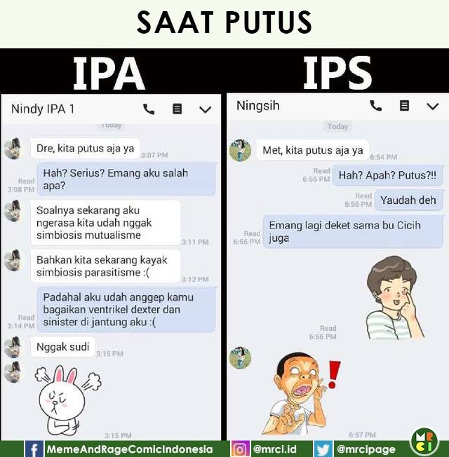 10 Meme Chat 'Anak IPA vs Anak IPS' Ini Kocaknya Bikin Ingat Masa SMA