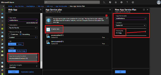 Setup App Service Plan and Location- codefari.com Setup App Service Plan and Location- codefari.com