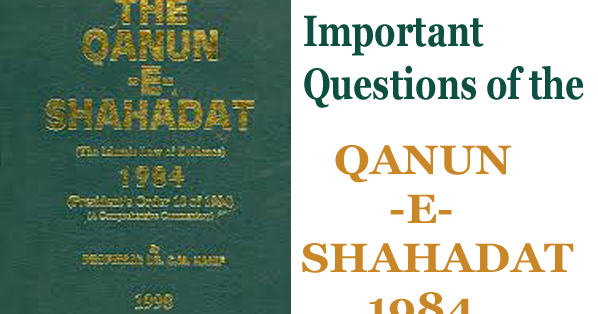 Qanun E Shahadat Order 1984 Pdf