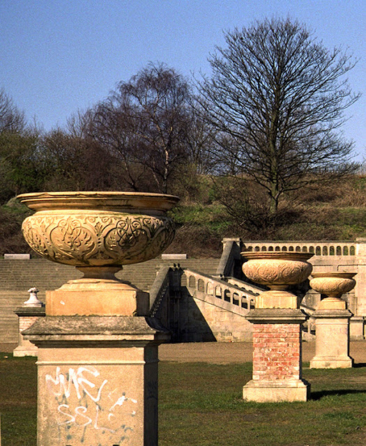 Crystal Palace Park terraces and stone vases, 1990s. Crystal Palace Park terraces and stone vases, 1990s.