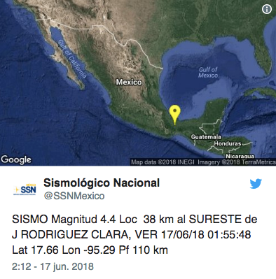 Tiembla al sureste de Veracruz, esta madrugada. Noticias en tiempo real
