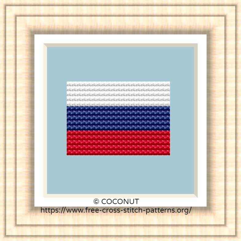 NATIONAL FLAG OF RUSSIA CROSS STITCH CHART Free cross stitch pattern