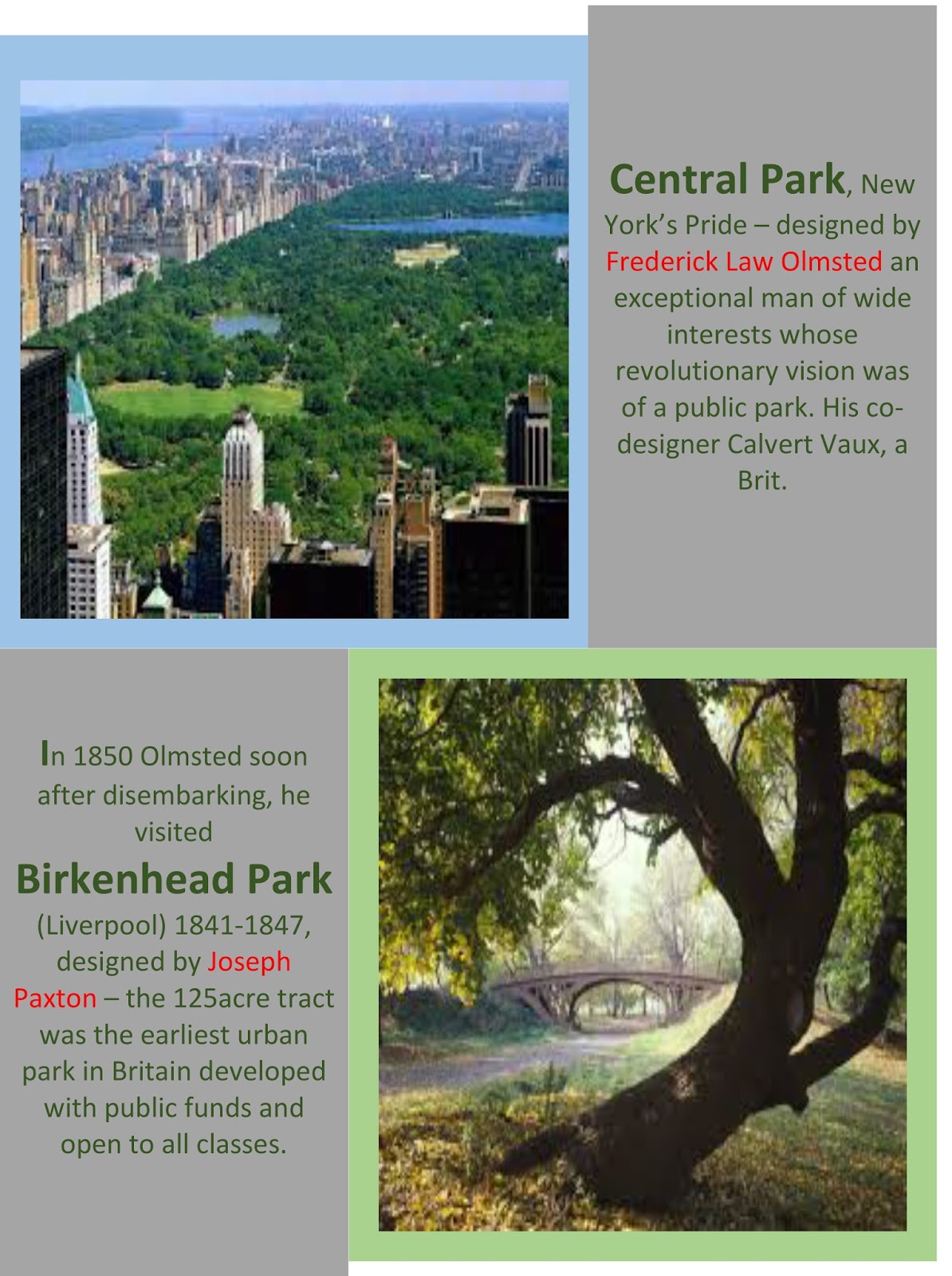 JOHN STEFANIDIS GARDENS CENTRAL PARK, NEW YORK/BIRKENHEAD PARK, LIVERPOOL