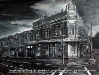 Plein air ink painting of the derelict abandoned Hopetoun Hotel in Surry Hills painted by industrial heritage artist Jane Bennett Plein air ink painting of the derelict abandoned Hopetoun Hotel in Surry Hills painted by industrial heritage artist Jane Bennett