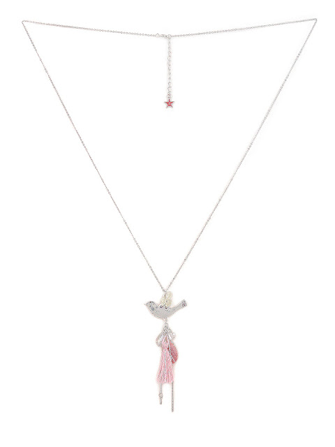 8970 #necklace #charms #birdinflight #pinktrassle #cute Rs.998