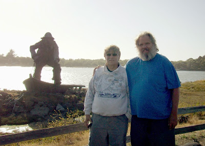 My Brother and I at the Old Fisherman Statue in Eureka, CA