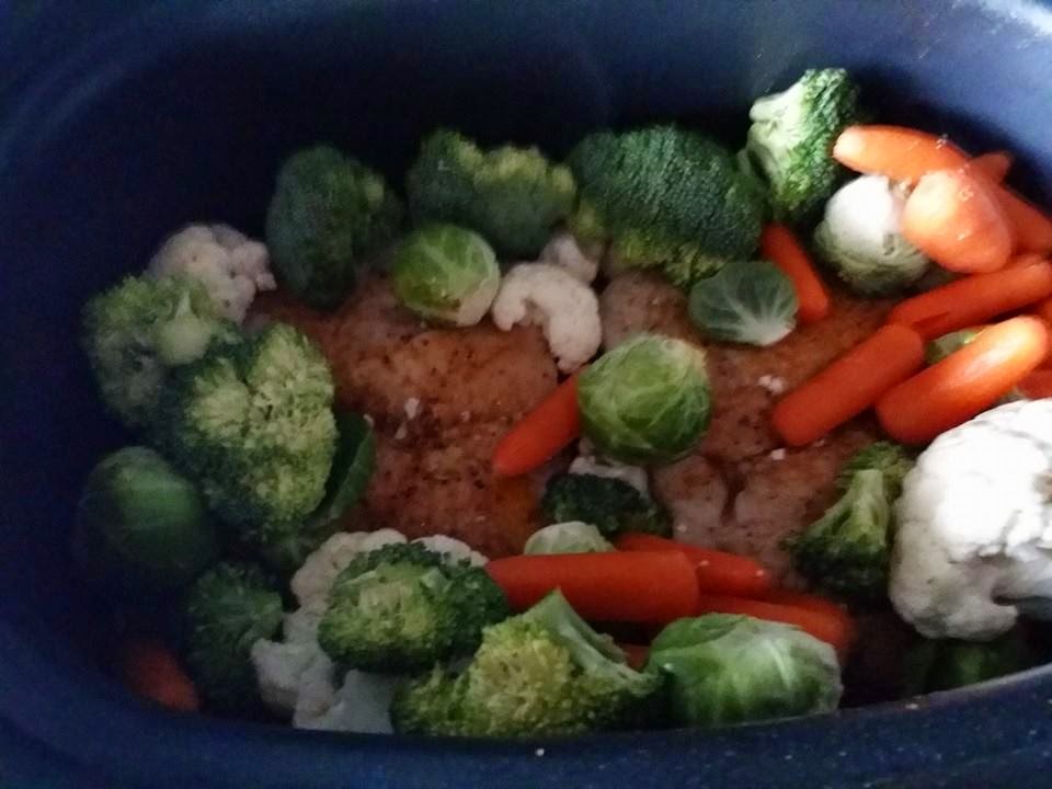 Cooking On The Truck Ninja System Pork Chops with Veggies