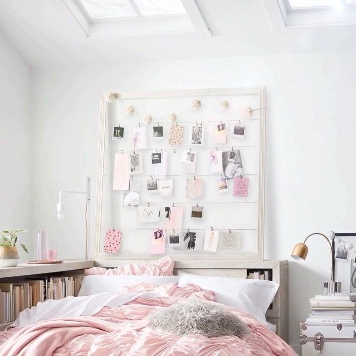 Mural de fotos para quartos rosas