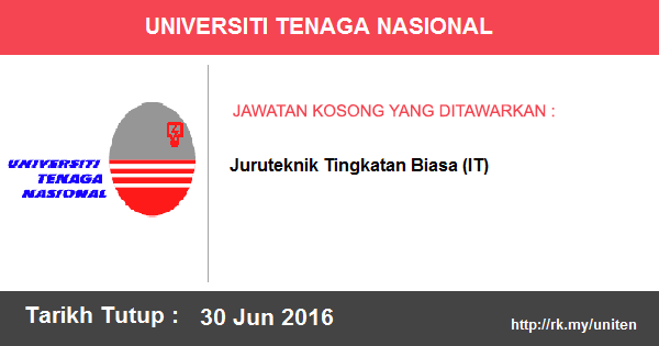 Jawatan Kosong di Universiti Tenaga Nasional (UNITEN) Jawatan Kosong di Universiti Tenaga Nasional (UNITEN)